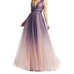 Mac Duggal Plunging Neckline Ombre Dress 